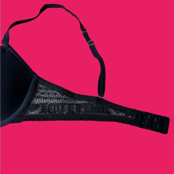 PINK Victoria’s Secret T-Shirt Demi Lace Bra Black 32B NWOT - Picture 4 of 6